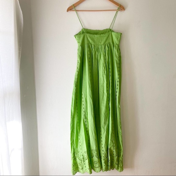 ZARA Lime Green Eyelet Cutwork Embroidery Maxi Dress - Picture 3 of 11
